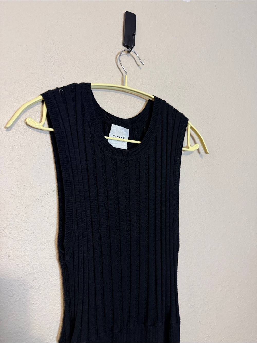Varley Florian Black Knit Midi Dress Size Large - Picture 5 of 9